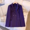 Kvinnors kostymer 2023 Fashion Loose Business Interview Purple Women Work Office Lads Long Sleeve Spring Casual Overized Blazer