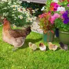 Trädgårdsdekorationer akryl kyckling insatser ornament realistiska hön kyckling stav skylt dubbelsidig tryck hemfest dekor för trädgård uteplats