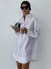 Женские блузки Tossy White Свободные модные рубашки для женщин Прозрачный лоскутный кардиган Пальто с лацканами Тонкая блузка большого размера с длинными рукавами