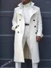 メンズトレンチコート二重胸肉フィッティングホワイトブリティッシュファッションコートミディアムレングス汎用サイドシームポケットウィンドブレーカー