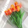Flores decorativas 5 piezas de tulipanes artificiales, tulipán falso, flor de espuma de PE para el día de la madre, ramo de boda, arreglo floral, decoración de la mesa del hogar