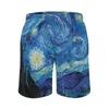Mäns shorts abstrakt galaxbräda sommaren Vincent Van Gogh Starry Night Casual Short Pants Bekväma design Simstammar