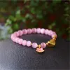 Charm Bracelets Natural Stone Beads Bracelet Woman Jewelry For Lucky Pink Opal Love Shape Metal Pendant Gift Wholesale