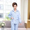 Frauen Nachtwäsche Clip Baumwollpyjamas für Frauen dicker warmer Anzug Blumener Homewear Langarm -Strickjacke elegante weibliche Pijama