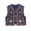 Zaur Vest Abbigliamento donna Ins Style Summer No Buckle Reo Folk ricamato