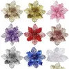 Christmas Decorations Shiny Poinsettia Flower Decorative Artificial For Wreath Tree Decoration Ornaments Diy Crafts Garland Plastic Dhy4F