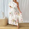 Sukienki plus size Kuclut Women wielkość maxi sukienka 2023 Elegancka kwiatowa drukowana z jednym ramią