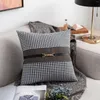 Pillow 45x45Cm Light Luxury Horse Cover Immitation Leather Waist Pillowcase Houndstooth Sofa Throw For Backrest