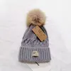Bonnet tricoté de styliste pour femmes, bonnet chaud tricoté avec Logo doré, chapeau de marque à carreaux de haute qualité, chapeau gris WarmGGU