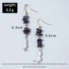 Brincos pendurados moda coreana pedra roxa pérola gota para mulheres personalidade longa festa joias requintadas presentes