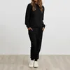 Calças femininas de duas peças Mulheres Tops Set Elegante Macio Confortável Tracksuit para desgaste diário Solto Pulôver Hoodies