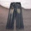 Jeans da uomo Gmiixder perforati American High Street Preppy Uomo Donna Pantaloni punk Estate gotico oversize gamba larga Y2k strappato