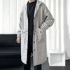 Men's Jackets Men Slim Winter Coat Lapel Long Sleeve Plaid Jacket Double Breasted Vintage Thicken Sheepskin Man Pocket