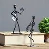 Decorative Objects Figurines Metal Musician Guitar Player Statue Musical Instrument Little Iron Art Collectible Figurine Home Cafe Office Book Decorate 230906