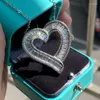 Pendant Necklaces Big Heart Real Tibetan Silver T Shape Diamond Cz Engagement Wedding Necklace For Women Bridal Gift