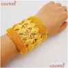 Armreif Breites Armband Gold Farbe Armreifen Für Frauen Zubehör Braut Armbänder Indische Äthiopische Frankreich Afrikanische Dubai Schmuck Geschenke Drop DHP8F