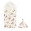 Couvertures Baby Swaddles Couverture avec chapeau pendant 0-3 mois Unisexe en coton Enveloppe Bornwaddle Set Girl Boy