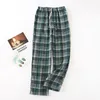 Vêtements de nuit pour femmes 2023 Automne Femmes Coton Sommeil Bas Femme Lâche Grande Taille Pantalon De Nuit Pantalon Dames Casual Plaid Maison