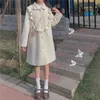 Womens Wool Blends White Winter Coat Women Warm Sweet Loose Trench Female Button Patchwork Korean Japanese Kawaii Chic Thick 230905