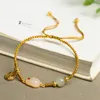 Charm Bracelets Ruifan Gold Plated White Handmade Yellow Rope Chain Braided Woven Bracelet For Women Female Fashion Jewelry YBR802