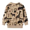 Felpa con cappuccio con stampa animalier a maniche lunghe in cotone autunno e inverno per bambini. Felpa con cappuccio a cerchio in lana a maniche lunghe per bambini