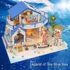 Doll House Accessories Dollhouse Miniature DIY Wooden Dollhouse Kit with Furniture with LED Light Legend of Blue Sea For Girls Birthday Gifts 230905