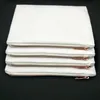 50pcs / lot 7x10in blanc blanc 12oz épais 100% poly sac de maquillage en toile avec fermeture éclair en métal or rose pour impression par sublimation cosmétique vierge b1902