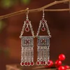 Brincos pendurados étnicos azul cristal jhumka feminino oorbellen clássico cor prata liga vintage geometria cabides de casamento