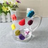 Tea Pets 6/8PCs Cute Pet Flowers Silicone Suction Cup Glass Wine Label Recognizer Glasses Marker Bottle Logo Kitchen Party Supplies