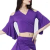 Stage Wear Women Belly Dance Top Clothes Daily Practice Dancing Pagoda Sleeve Slim Blouse For Female Bellydancing Exotic Costume Dancewear