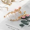 Backs Earrings Fashion Rose Leaf Flower Ear Cuff Earring Wrap Clip Lady Gold Pink