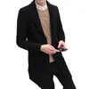 Trenchs d'hommes Hommes Automne Hiver Manteau Solide Couleur Revers Mi-Longueur À Manches Longues Cardigan Simple Boutonnage Anti-rides Business Style Formel