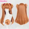 Cosplay peruker hög kvalitet 68 cm lång asuka langley soryu cosplay anime eva långa två färg styling värmebeständigt hårparti peruk en peruk cap 230906