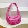 Bolsas de noche 2023 Fideos de verano Maquillaje Nudo de moda Bolsos de cuerda tejida a mano Mujeres Pink Ladies PU Bolsa de diseñador de cuero