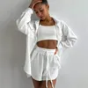 Stage Wear Women's 2023 Spring Product Polo Neck Loose Shirt High midje Shorts Tvådel mode casual set