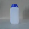 X500ml White Plastic Bottle Reagent Sample Vials Lid Blue Screw Cap On Cover