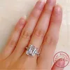 Hochzeit Ringe Hohe Qualität Original Silber Farbe Zirkon Engagement Cocktail Frauen Erstellt Moissanit Edlen Schmuck Geschenk