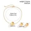 Necklace Earrings Set Gold Silver Colors Metal Ball Bead Stud Earring Jewelry For Women Party Elegant Accessories