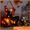 Faux Floral Greenery Tas Halloween Baru Labu Bercahaya Permen Portabel Anak anak Alat Peraga Ember Festival Hantu Dekorasi DIY Pesta 230905