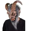 Party Masks Horn Devil Demon Latex Mask Realistic Krampus Demon Mask Chirstmas Costume Headwear Party Horrible Props 230905