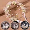 Hair Clips Elegant Girls Bridal Pearl Crowns Flower Wreath Bohemian Garland Headdress Beach Party Wedding Floral Headbands Accessories