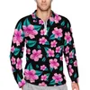 Men's Polos Tropical Floral Casual T-Shirts Man Hawaiian Flower Long Sleeve Polo Shirt Collar Y2K Spring Custom Big Size