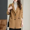 Misto lana da donna Giacche invernali Donna Spessore caldo Casual Tasca grande Cappotto di tweed Temperamento Colletto con risvolto Moda coreana Donne lunghe 230905