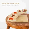 食器セット寿司プレートレストラン料理回転するトレイの木材食器日本の家の装飾