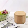 Storage Bottles SEWS-Salt Box Bamboo With Magnetic Swivel Lid "Salt" Engraved On -