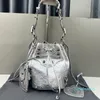 Motorcycle Bucket Bag Handbags Purse Drawstring Tote Bags Leather Detachable Zip Inner Pocket Women Crossbody Shoulder Bags