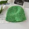 Bérets Chenille tricot bonnet chapeau femmes hiver crochet polaire casquette chaud pêcheur chapeaux crème solaire Panama casquettes pour