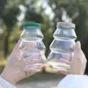 Storage Bottles 2Pcs Creative Christmas Tree Transparent Plastic Bottle Cute Cartoon Reusable Candy Jar Milk Tea Coffe Drink Home Decor