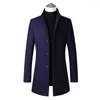 Men's Jackets Long-sleeved Woolen Coat Stylish Winter Coats Retro Button-breasted With Large Pockets For Outdoor Men