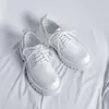 أحذية جلدية منصة للرجال أزياء الأعمال الرسمية Big Head Derby Black White Wedding Groom أحذية غير رسمية 1AA49